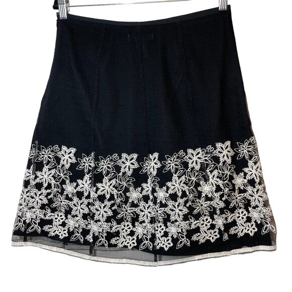 White House Black Market WHBM A-Line Skirt Mesh Embroidered 6 - Picture 2 of 6